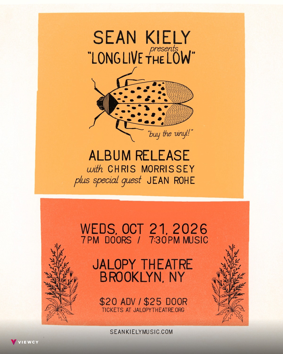 Sean Kiely Presents “Long Live The Low” Album Release ft. Chris Morrissey & Jean Rohe - Jalopy Theatre